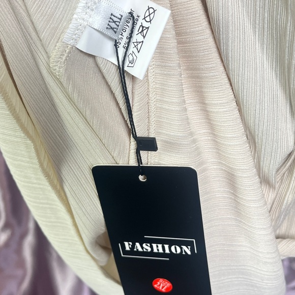 Cream Sleeveless Knit Shift Dress | Minimal Chic Knee Length | XXL - Picture 5 of 5